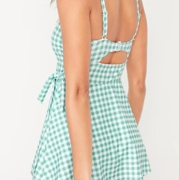 Old Navy Gingham Mini Swim Wrap Dress One High Tide 1 Pc Swimsuit Sz XL EUC - Picture 2 of 16